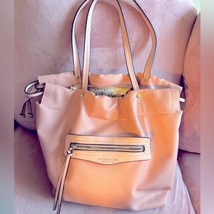 London Fog - Pink/Rose/light leather tote - Large